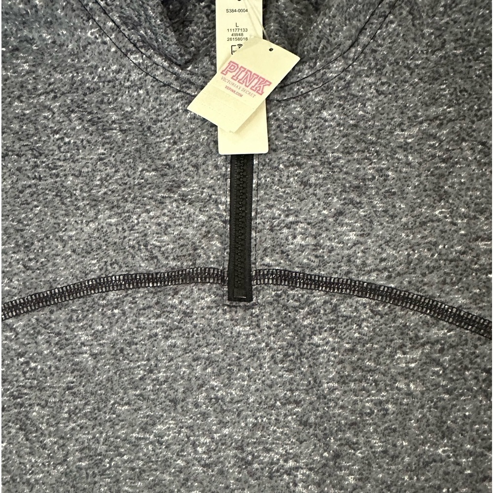 Pink Victoria’s Secret Large‎ NWT 1/4 quarter zip gray black - Picture 3 of 9